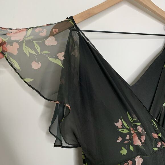 Jenny Yoo Cassie Flutter Sleeve Surplice Eden Gown Maxi Dress Womens Size 0 - Picture 7 of 16